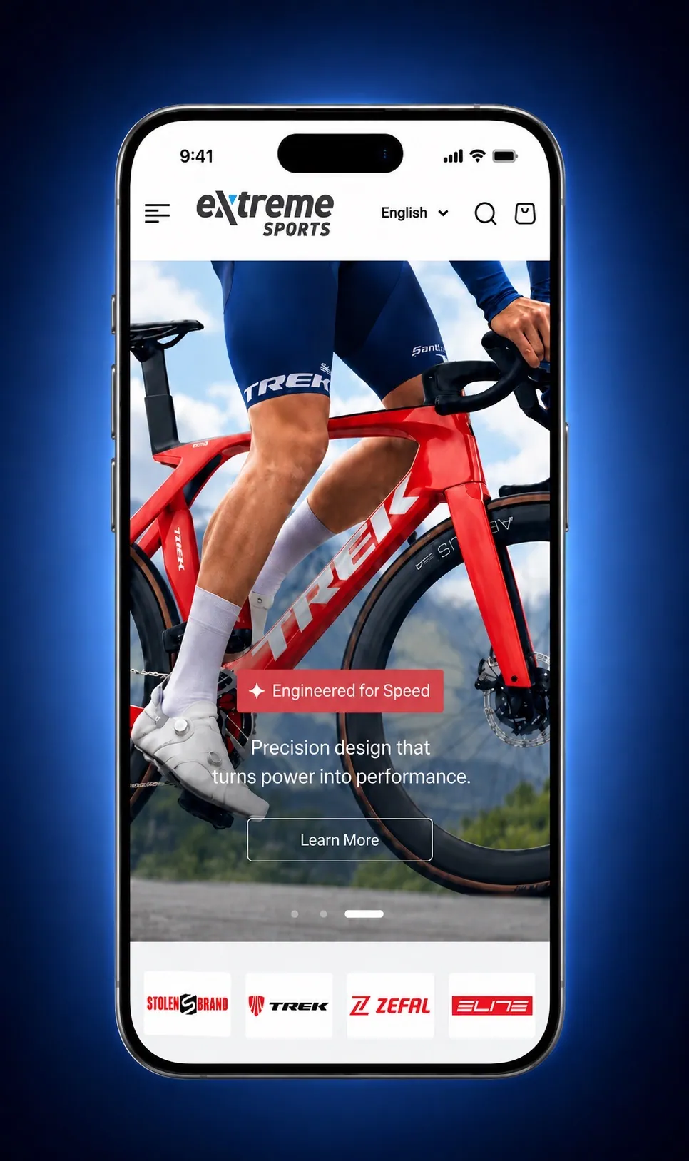 Extreme Sports Kuwait cycling storefront on mobile, built by SHOWQ